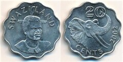 20 centavos  (Mswati III) from Eswatini