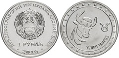1 rublo (Signos del Zodiaco - Tauro) from Transnistria