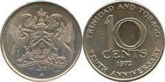 25 cents (10th Anniversary of Independence) from Trinidad and Tobago