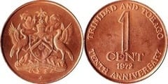 1 cent (10th Anniversary of Independence) from Trinidad and Tobago