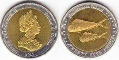 25 pence (Dorado-Isla Nightingale) from Tristan da Cunha