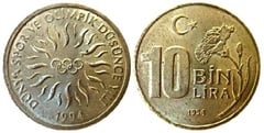 10 bin lira (XVII Juegos Olímpicos-Lillehammer 1994) from Turkey