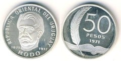 50 pesos (100th Anniversary of the Birth of José Enrique Rodó) from Uruguay