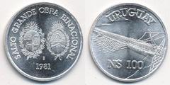 100 nuevos pesos (Salto Grande Dam) from Uruguay