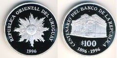 100 pesos (100 Aniversario del Banco Central) from Uruguay