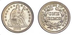 Photo of 1 dime (Seated Liberty)