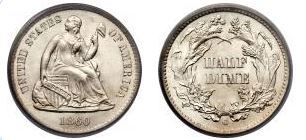 Photo of 1 half dime (Seated Liberty)