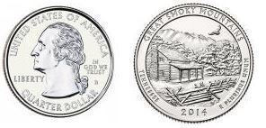 Photo of 1/4 dollar (America The Beautiful - Great Smoky Mountains National Park)