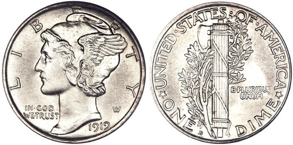 Photo of 1 dime (10 cents) (Mercury Head)