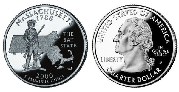 Photo of 1/4 dollar (50 Estados de los EEUU - Massachusetts)