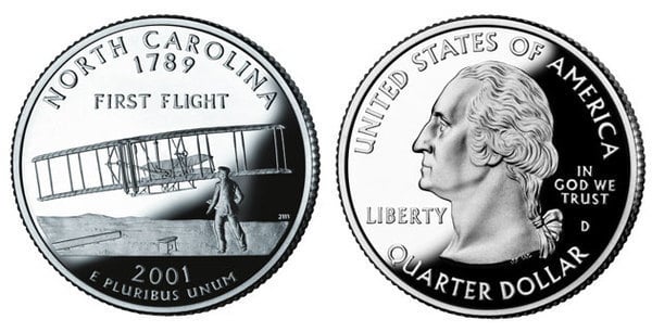 Photo of 1/4 dollar (50 Estados de los EEUU - North Carolina)