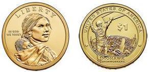 Photo of 1 dollar (Sacagawea Dollar - Native American Dollar - Mohawk Ironworkers)