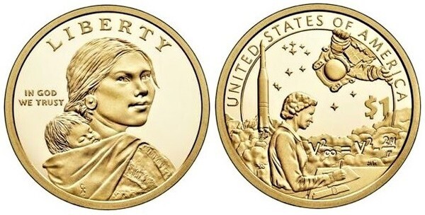 Photo of 1 dollar (Sacagawea Dollar - Native American Dollar - Programa Espacial)