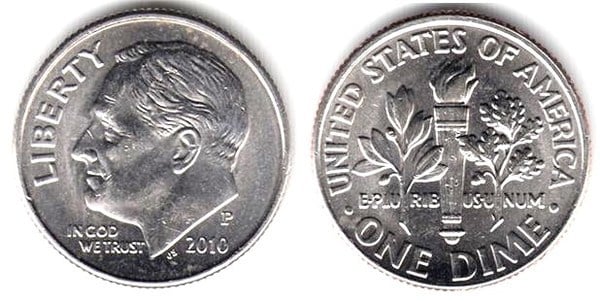 Photo of 1 dime (10 cents) (Roosevelt Dime)
