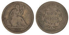 Photo of 1 dime (Seated Liberty Sin estrellas)