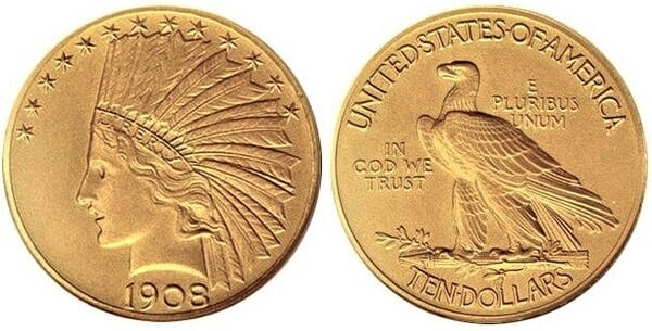 Photo of 10 dollars (Indian Head-Eagle)