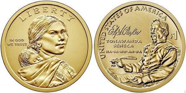 Photo of 1 dollar (Sacagawea Dollar - Ely S. Parker - TONAWANDA / SENECA / HA-SA-NO-AN-DA)