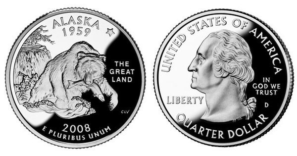 Photo of 1/4 dollar (50 Estados de los EEUU - Alaska)