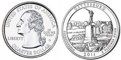 1/4 dollar (America The Beautiful - Gettysburg National Military Park, Pennsylvania) from USA