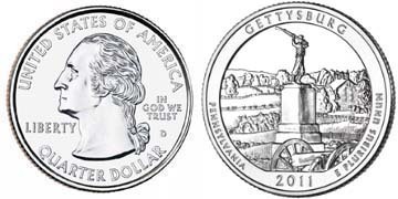 Photo of 1/4 dollar (America The Beautiful - Gettysburg National Military Park, Pennsylvania)