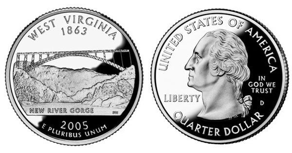 Photo of 1/4 dollar (50 Estados de los EEUU - West Virginia)