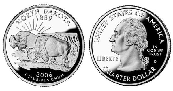 Photo of 1/4 dollar (50 Estados de los EEUU - Nort Dakota)