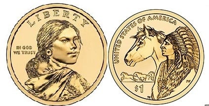 Photo of 1 dollar (Sacagawea Dollar - Native American Dollar - Horse Reverse)