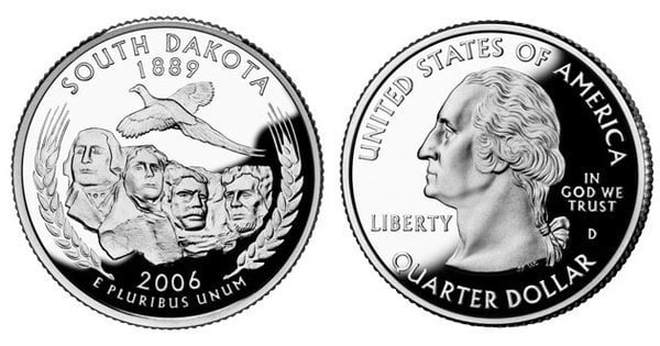 Photo of 1/4 dollar (50 Estados de los EEUU - South Dakota)