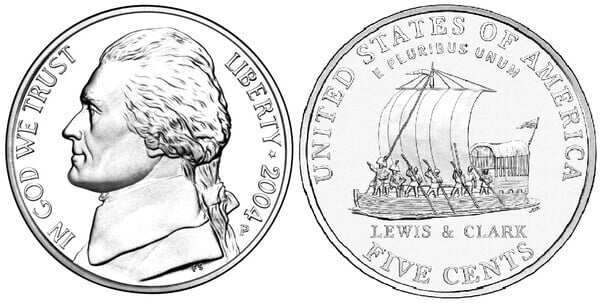 Photo of 5 cents (Jefferson Nickel) (Bicentenario de la Expedición de Lewis y Clark-Barco)