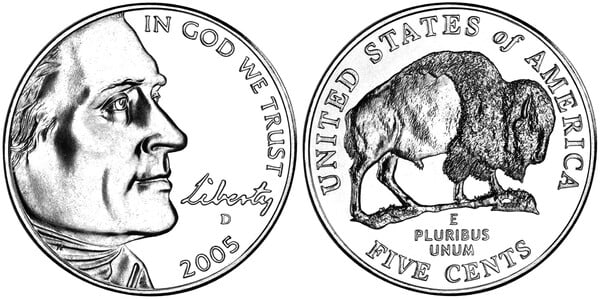 Photo of 5 cents (Jefferson Nickel) (Bicentenario de la Expedición de Lewis y Clark-Bisonte)