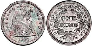 Photo of 1 dime (Seated Liberty Dime)