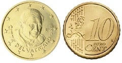 10 euro cent (Benedicto XVI-2º mapa) from Vaticano