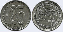 25 céntimos (200th Anniversary of the Signing of the Act of Independence) from Venezuela