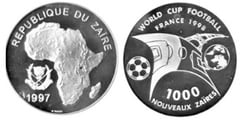 1.000 zaires (World Soccer Championship-France) from Zaire