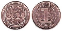 1 cent (Moneda-Bono) from Zimbabwe