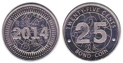 25 cents (Moneda-Bono) from Zimbabwe