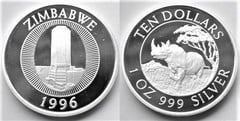 10 dollars (Edificio del Banco de Reserva) from Zimbabwe